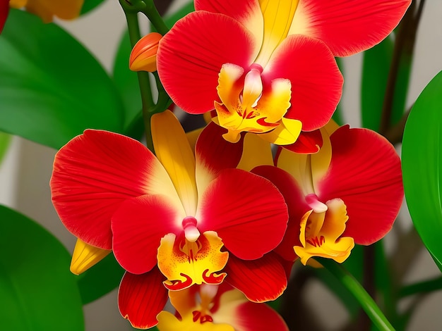 hermosa orquídea roja y azul marino