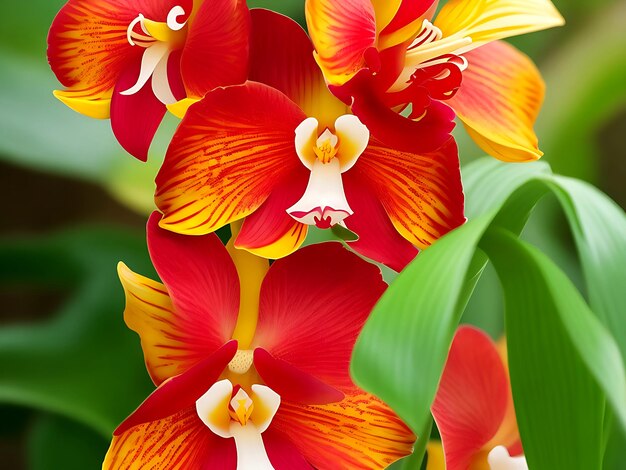 hermosa orquídea roja y azul marino