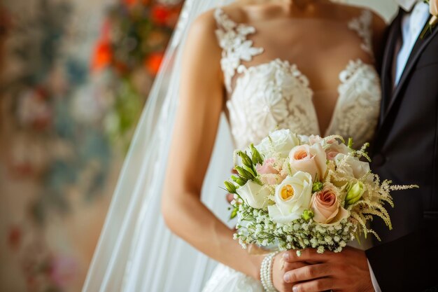 Foto una hermosa pareja de bodas.