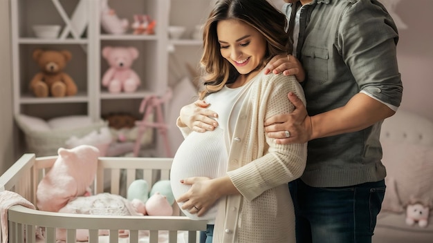 Foto una hermosa pareja espera un bebé.