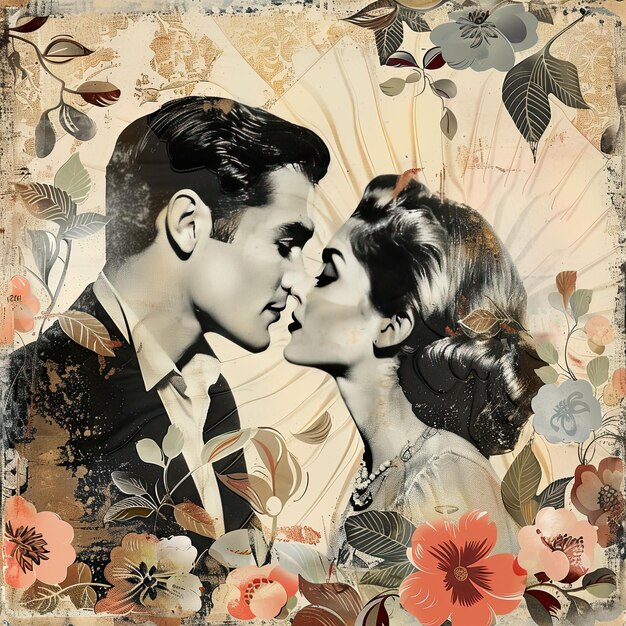 Una hermosa pareja joven enamorada foto en el estilo de la imagen de color vieja