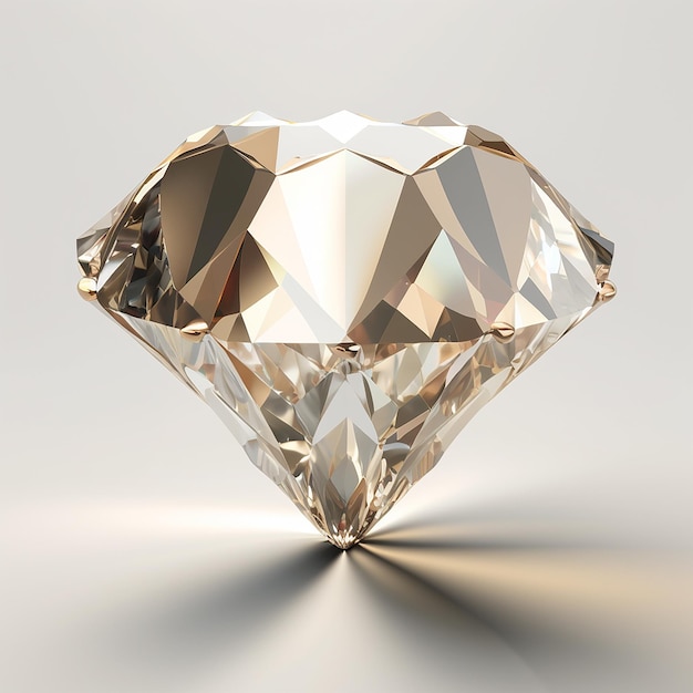 Hermosa piedra de diamante de color marrón fondo blanco Imagen generada por AI