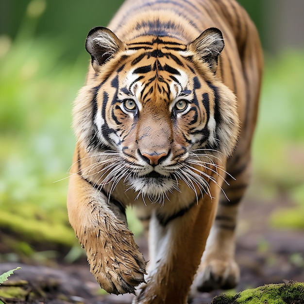 Hermosa pintura de acuarela de la jungla con tigre Generado por IA