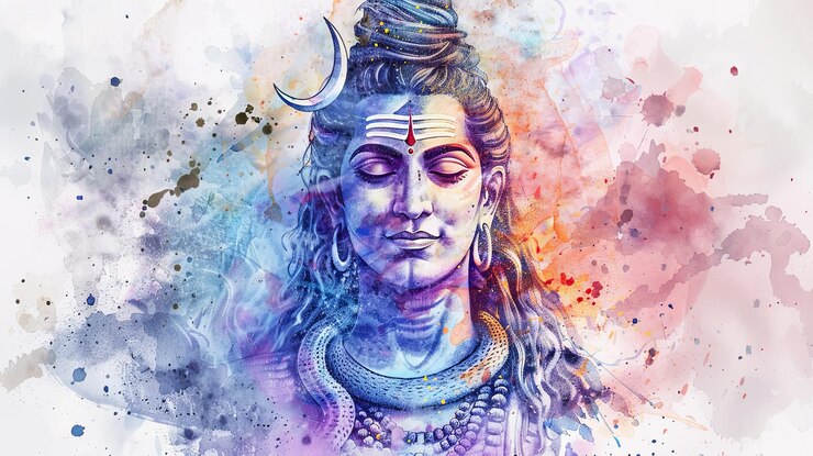 hermosa pintura digital del señor Shiva el protector con una sonrisa amable en un fondo blanco perfe