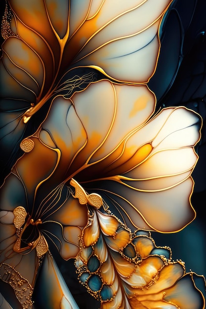 Una hermosa pintura de mariposas.