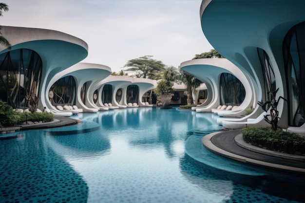 Una hermosa piscina de lujo en un hotel.