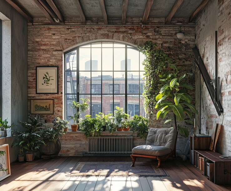 Hermosa planta en el ático con gran ventana