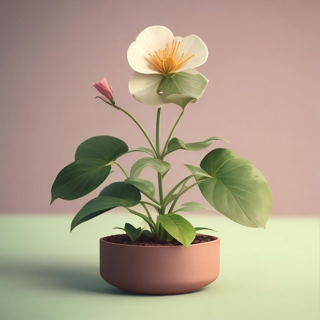 Una hermosa planta con una flor en una pestaña.