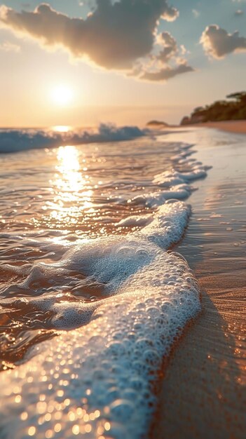 Foto hermosa playa al atardecer