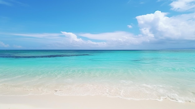 Hermosa playa de arena blanca y agua turquesa IA generativa