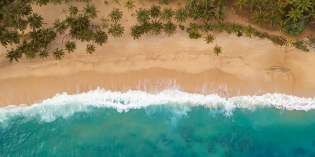 Hermosa playa de arena con palmeras y surf con olas Silent Beach Sri Lanka