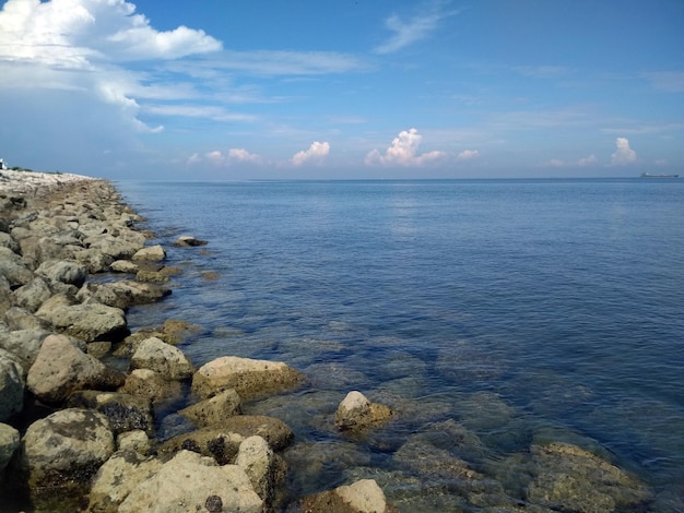 hermosa playa con coral en el punto central de verano makassar sulawesi del sur indonesia