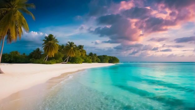 Una hermosa playa en una isla de las Maldivas