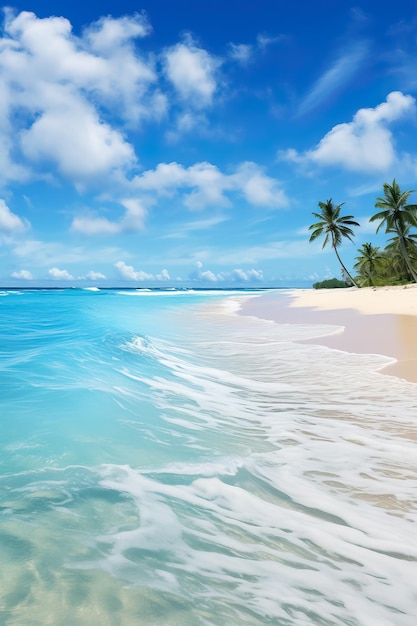 Hermosa playa con un mar tropical que ofrece un paisaje impresionante.