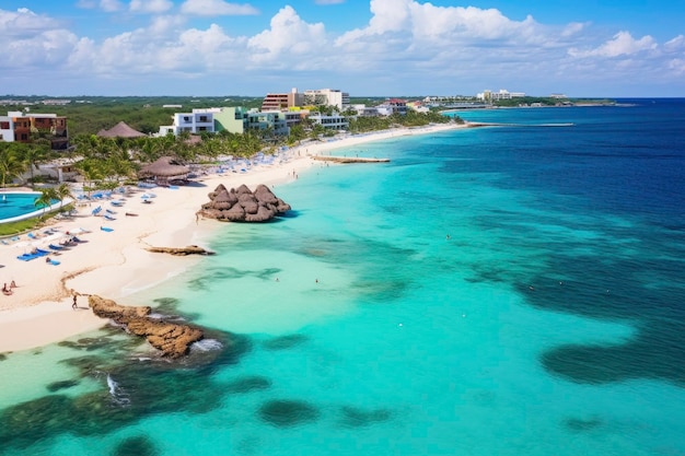 Hermosa playa paradisíaca con aguas cristalinas y arena suave.