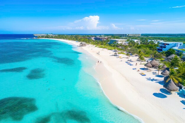 Hermosa playa paradisíaca con aguas cristalinas y arena suave.