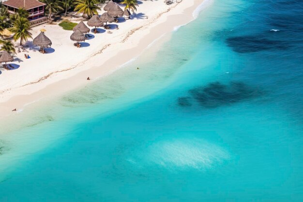 Hermosa playa paradisíaca con aguas cristalinas y arena suave.