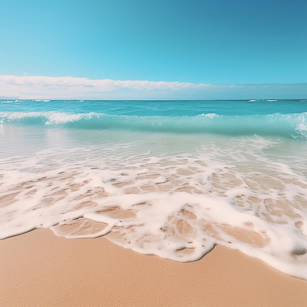 Hermosa playa serena junto al mar con arena suave y aguas azules