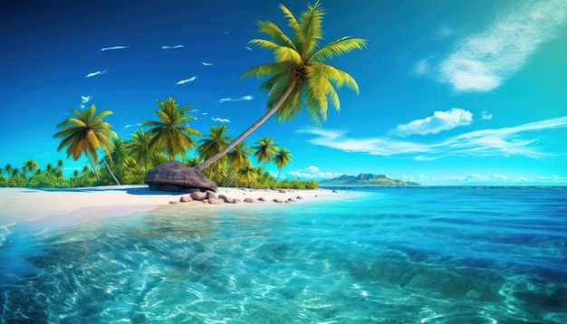 hermosa playa tropical al aire libre y el mar en la isla del paraíso