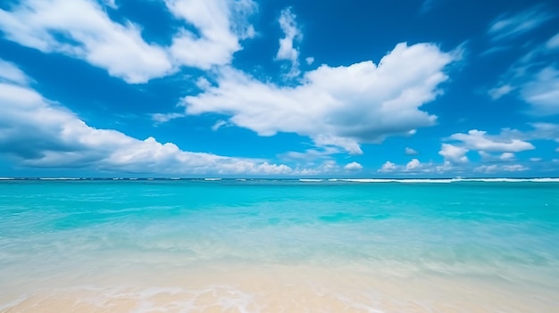 hermosa playa tropical con cielo azul y clo blanco