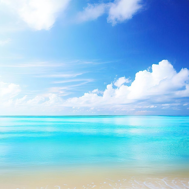 Hermosa playa tropical con cielo azul y nubes blancas fondo de textura abstracta IA generativa