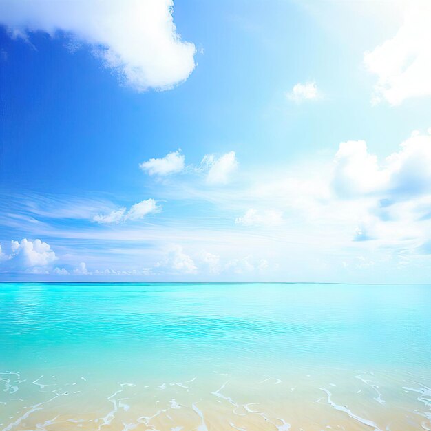 Hermosa playa tropical con cielo azul y nubes blancas fondo de textura abstracta IA generativa