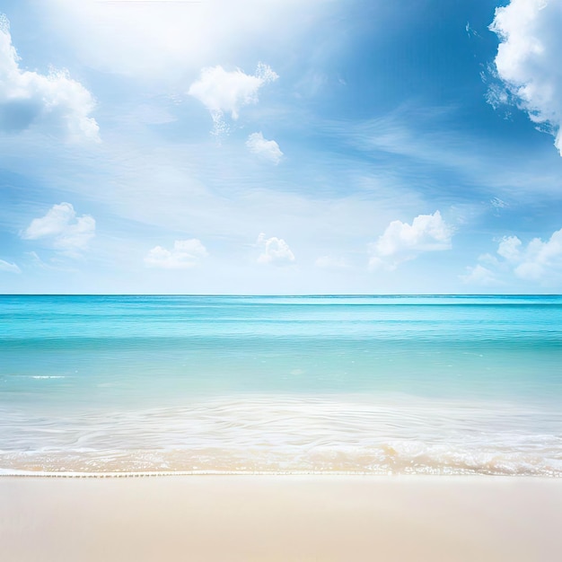 Hermosa playa tropical con cielo azul y nubes blancas fondo de textura abstracta IA generativa