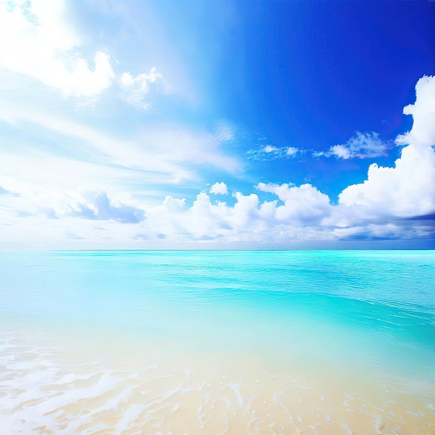 Hermosa playa tropical con cielo azul y nubes blancas fondo de textura abstracta IA generativa