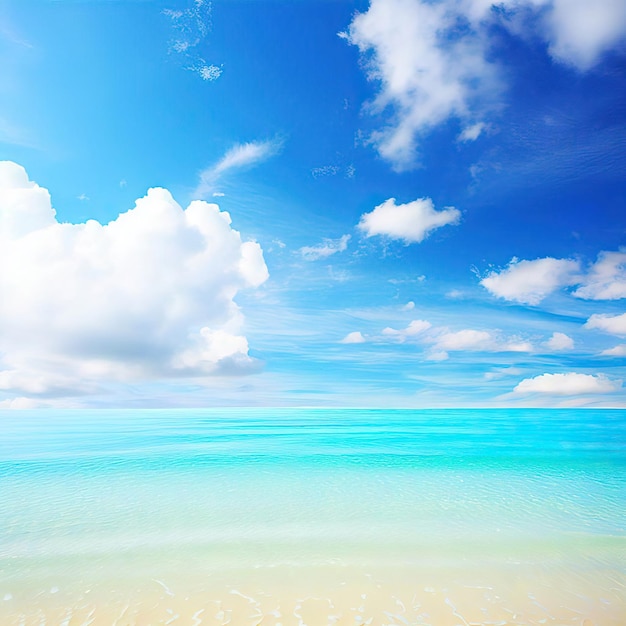Hermosa playa tropical con cielo azul y nubes blancas fondo de textura abstracta IA generativa