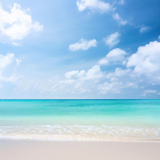 Hermosa playa tropical con cielo azul y nubes blancas fondo de textura abstracta IA generativa