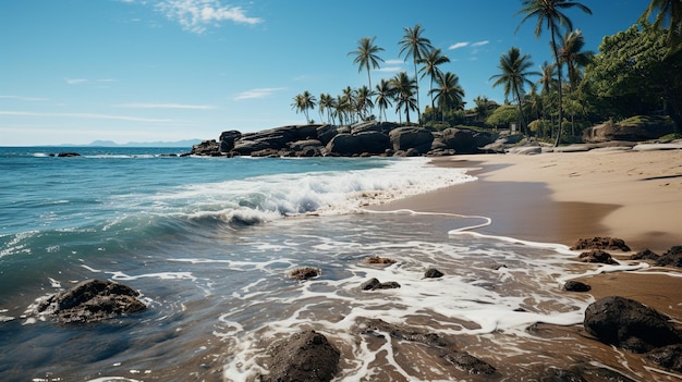 hermosa playa tropical HD 8K papel tapiz Imagen fotográfica de stock