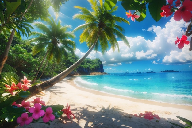 Hermosa playa tropical de naturaleza