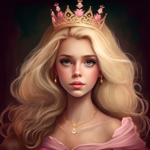 Hermosa princesa Barbie estilo de dibujos animados