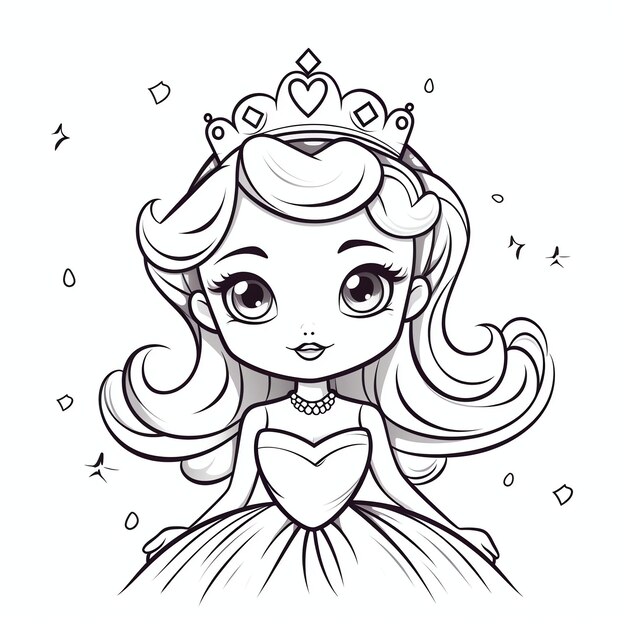 Foto hermosa princesa pequeña ilustración vectorial arte de línea continua en estilo elegante