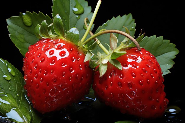 La hermosa producción de fresas del jardín genera IA