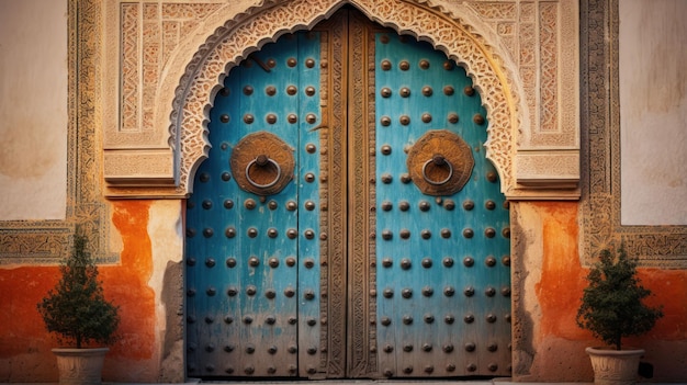 Hermosa puerta marroquí antigua y elegante