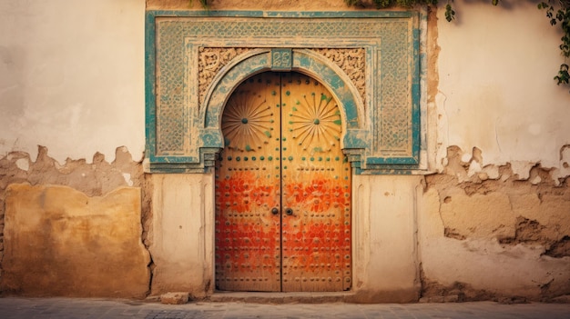 Hermosa puerta marroquí antigua y elegante