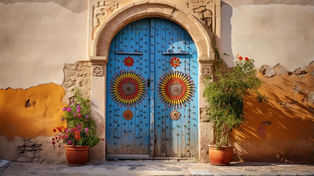 Hermosa puerta marroquí antigua y elegante