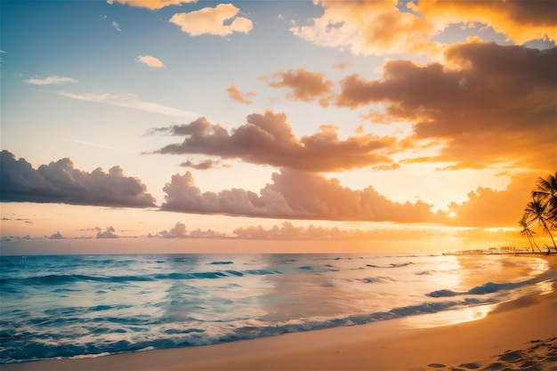 Hermosa puesta de sol en la costa de la isla