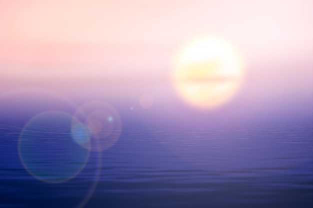 Hermosa puesta de sol en el mar con destellos de lente