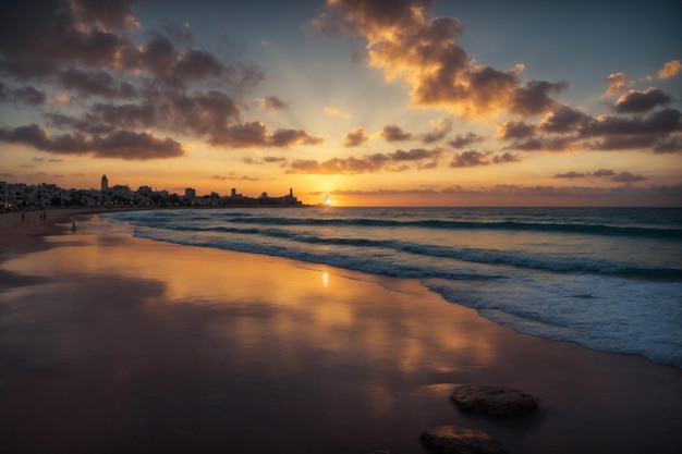 Hermosa puesta de sol en Old Yaffa TelAviv Israel