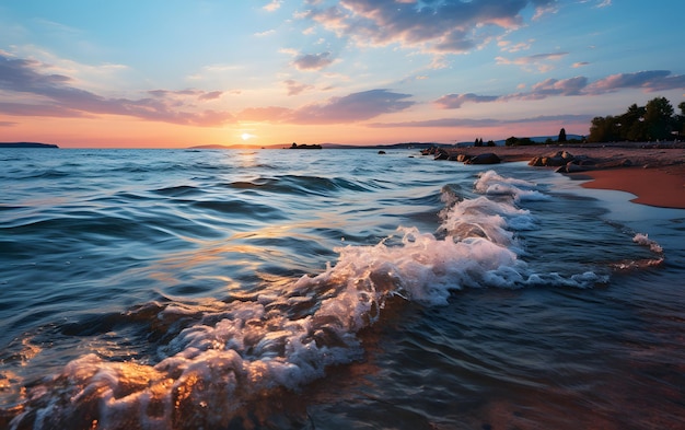 Hermosa puesta de sol sobre el mar