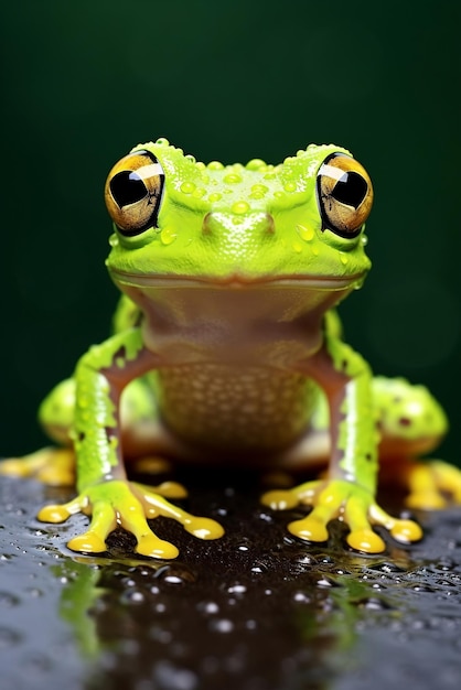 Hermosa rana en bosque húmedo generada por IA