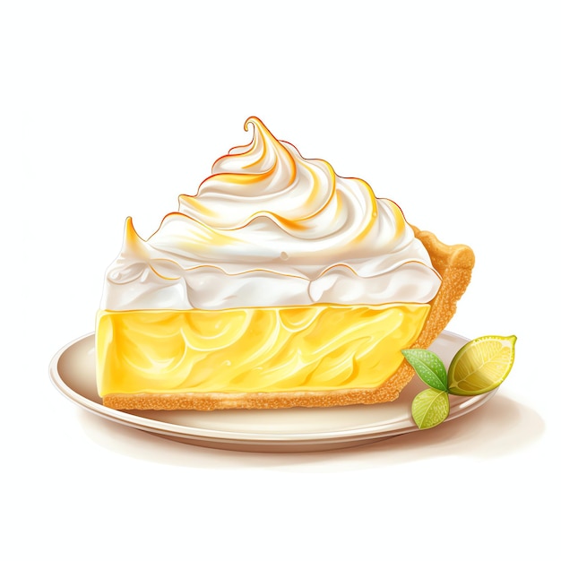 hermosa rebanada de pastel de merengue de limón sabroso postre ilustración de clipart
