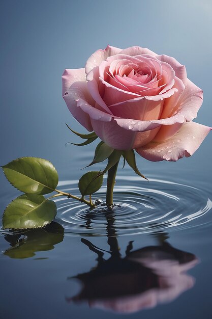 Una hermosa rosa en el agua