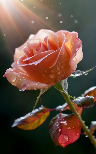 Una hermosa rosa en el estudio.