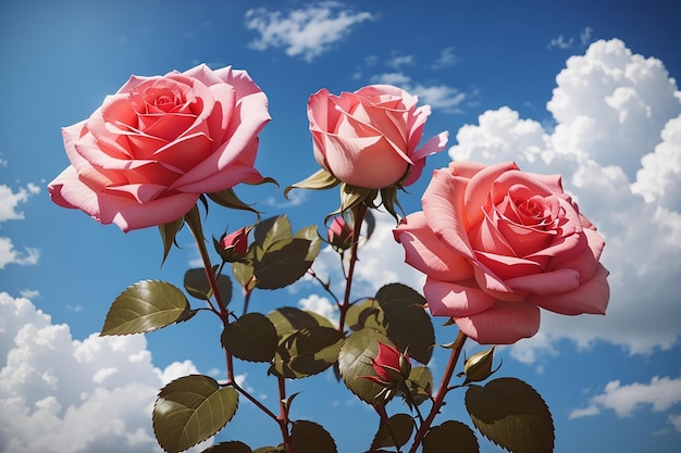 Hermosa rosa con fondo de cielo