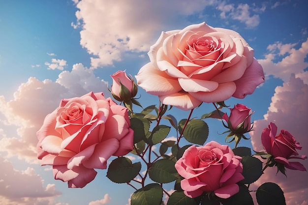 Hermosa rosa con fondo de cielo