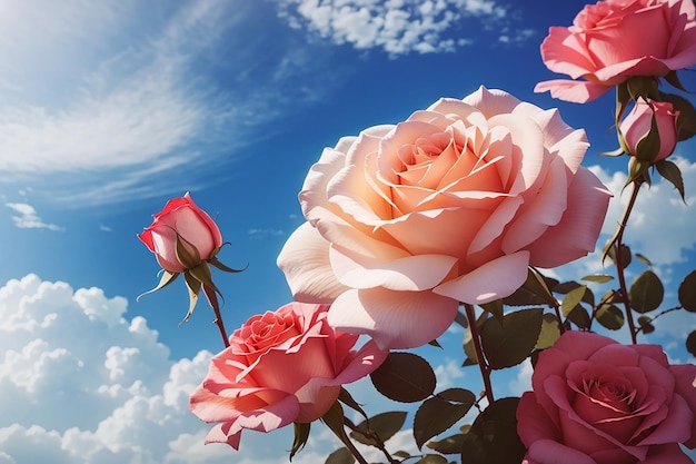 Hermosa rosa con fondo de cielo