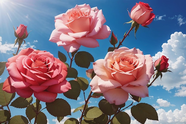 Hermosa rosa con fondo de cielo